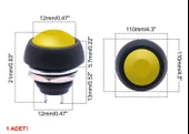 12mm PBS-33B 2 Pin Push Buton Sarı  ON OFF 1A 250V Mini Yuvarlak Su Geçirmez Anahtar Momentary Switch thumbnail 7