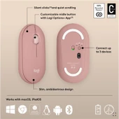 LOGITECH PEBBLE 2 M350S KABLOSUZ BLUETOOTH SESSİZ OPTİK MOUSE PEMBE 910-007014 thumbnail 1