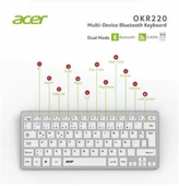 Acer OKR220 Beyaz MultiDevice Dual Mode 2.4GHZ Bluetooth Klavye (Smart Tv)(Android) thumbnail 1