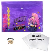 a4 boy çıt çıt  ödev dosyası +10' lu poşet dosya mor thumbnail 1