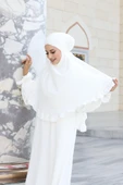 Sufleli Namaz Elbisesi 6034 Ekru thumbnail 3