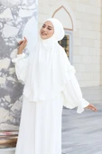 Sufleli Namaz Elbisesi 6034 Ekru thumbnail 5