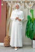 Şallı Drape Detaylı Sandy Elbise 3922 Ekru thumbnail 3