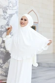 Sufleli Namaz Elbisesi 6034 Ekru thumbnail 4