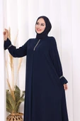 Taş Detaylı Elbise 6033 Lacivert thumbnail 5