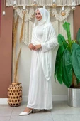 Şallı Drape Detaylı Sandy Elbise 3922 Ekru thumbnail 2