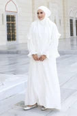 Sufleli Namaz Elbisesi 6034 Ekru thumbnail 2