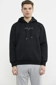 Oversize Kapüşonlu Sweatshirt - Siyah thumbnail 1
