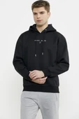 Oversize Kapüşonlu Sweatshirt - Siyah thumbnail 2