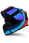 LS2 Storm 2 Slant Mat Mavi Turuncu Kask thumbnail 3