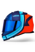 LS2 Storm 2 Slant Mat Mavi Turuncu Kask thumbnail 1