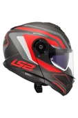 LS2 Strobe 2 Çene Açılır Kask Phantom Mat Tıtanıum Gri Kırmızı thumbnail 2