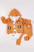 Monkey Nakışlı Kapişonlu Erkek Bebek Takım thumbnail 1