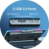 Classone Mila Serisi M2 R-TYPE 13-17 inch RGB Işıklı, 2 Büyük Fan, Telefon Standı,2 USB Notebook Soğutucu Stand thumbnail 4