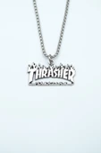 Thrasher Magazine Gümüş Kaplama Örme Zincir Kolye thumbnail 1