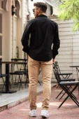 Slim Fit Kadife Gömlek - Siyah thumbnail 7