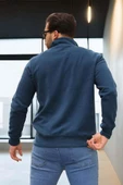 Lars Selanik Örme Yarım Fermuar Erkek Sweatshirt - Prusya Mavisi thumbnail 5