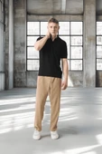 Polo Yaka Basic Düğmeli Triko Erkek T-Shirt - Siyah thumbnail 10