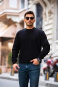 Bisiklet Yaka Basic Sweatshirt - Siyah thumbnail 4