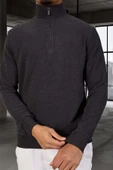 Lars Selanik Örme Yarım Fermuar Erkek Sweatshirt - Antrasit thumbnail 3