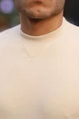 Bisiklet Yaka Basic Sweatshirt - Bej thumbnail 3
