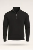Lars Selanik Örme Yarım Fermuar Erkek Sweatshirt - Antrasit thumbnail 1