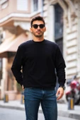 Bisiklet Yaka Basic Sweatshirt - Siyah thumbnail 7