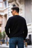 Bisiklet Yaka Basic Sweatshirt - Siyah thumbnail 8
