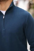 Lars Selanik Örme Yarım Fermuar Erkek Sweatshirt - Prusya Mavisi thumbnail 3