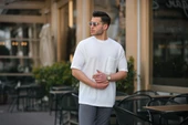 Cep Detaylı Oversize Örme T-shirt - Beyaz thumbnail 5