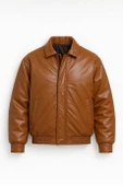 Oversize Premium Deri Ceket/Mont - Taba thumbnail 1