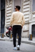 Bisiklet Yaka Basic Sweatshirt - Bej thumbnail 4