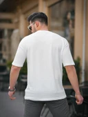 Cep Detaylı Oversize Örme T-shirt - Beyaz thumbnail 3