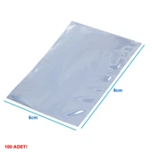 Antistatik Poşet 6x9cm 100 Adet  Şeffaf Su Toz Geçirmez Koruyucu Esd Metalize Torba Çanta Elektronik Devre Malzeme Saklama thumbnail 1