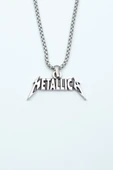 Metallica Gümüş Kaplama Örme Zincir Kolye thumbnail 1