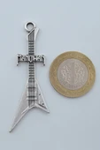 Manowar Elektro Gitar Gümüş Kaplama Örme Zincir Kolye thumbnail 4