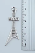 Pentagram Elektro Gitar Gümüş Kaplama Örme Zincir Kolye thumbnail 3