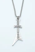 Pantera Elektro Gitar Gümüş Kaplama Örme Zincir Kolye thumbnail 1