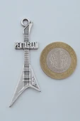 Pentagram Elektro Gitar Gümüş Kaplama Örme Zincir Kolye thumbnail 4