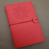 Pusula Tasarımlı Kırmızı Deri Defter thumbnail 1
