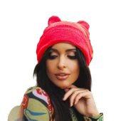 Bayan kışlık  Sevimli Kedi figürlü Bere thumbnail 1
