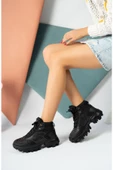 Muggo TİNA Garantili Kadın Kalın Tabanlı Bağcıklı Sneakers Spor Bot thumbnail 7