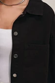 20192 Oversize Gabardin Gömlek Ceket - Siyah thumbnail 3
