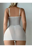 randevu Beyaz Dantel Büzgülü Mini Gecelik thumbnail 3