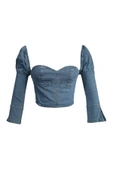 Karpuz Kol Açık Mavi Denim Büstiyer thumbnail 3