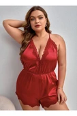 randevu Dantelli Saten Askılı Tulum Gecelik Leopar thumbnail 4