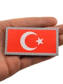 Türkiye Bayrak Dikdörtgen - Cırt - Patch - Peç - Arma - 8.5 x 4.5 cm thumbnail 3