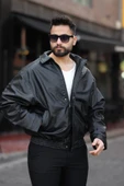 Oversize Vintage Erkek Siyah Deri Ceket thumbnail 2