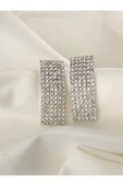 Dikdörtgen Model Abiye Gümüş Kaplama Küpe thumbnail 2