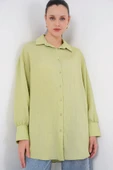 Çizgili Uzun Gömlek Tunik 5963 - E.Yeşil thumbnail 1